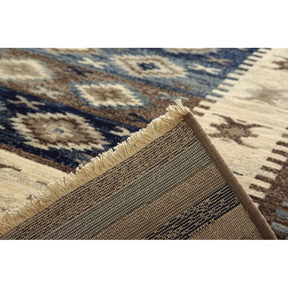 Ikehiko Rug Carpet Mat Carpet Rectangle Plumeria Approx. 160 x 230cm Navy Foldable Compact Ethnic Durable Wilton Weave #2352239