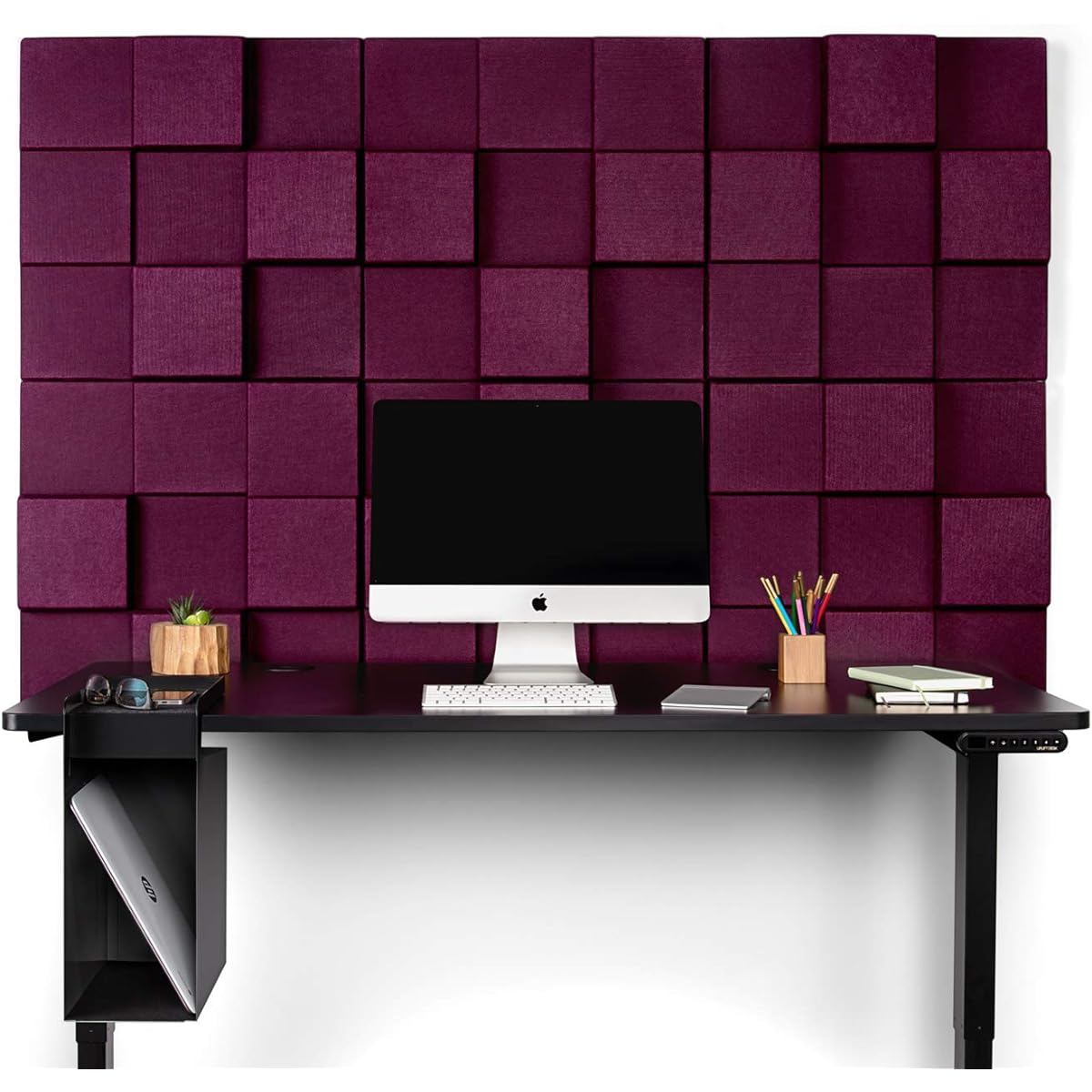 UPLIFT Desk - 3D Cube Acoustic Wall Panel (Plum)