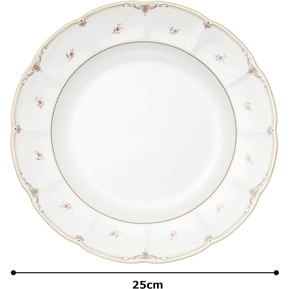 NARUMI Plate Dish Diane 27cm Red Cute Stylish Lotus Flower Dinner Made in Japan 50330-1120