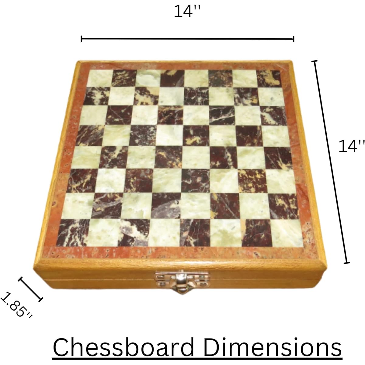 Unideco Black and White Chess Set - 14.0 Inch Wooden Chess Board with Handmade Stone Marble Game Board Inset - Chess Set with Storage Cool Chess Set - Fancy Chess Board Folding