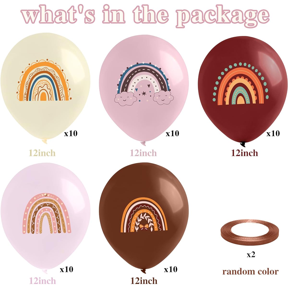 WT-Boho rainbow balloons 52 pieces