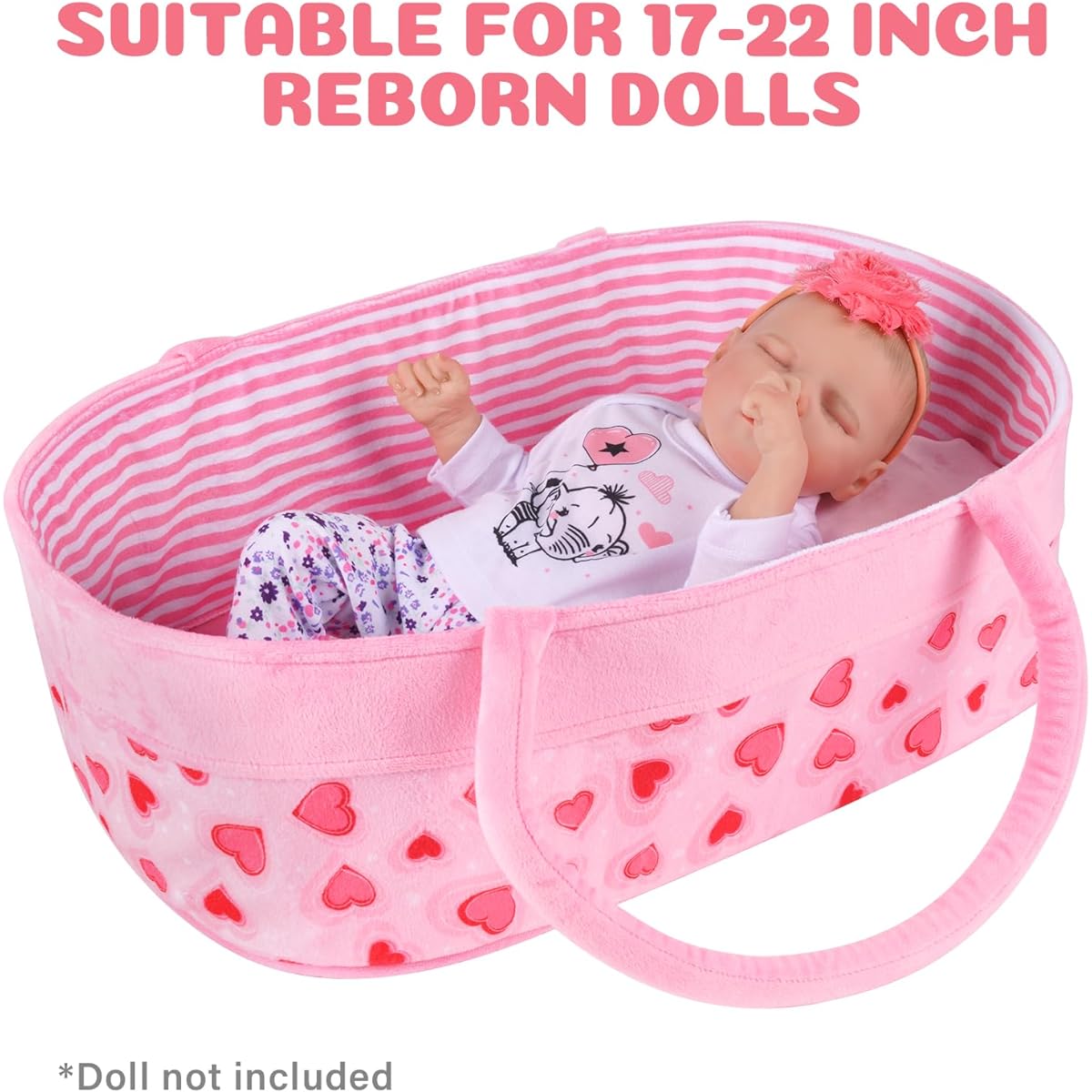 BABESIDE Reborn Baby Doll Bassinet (Pink-Love)