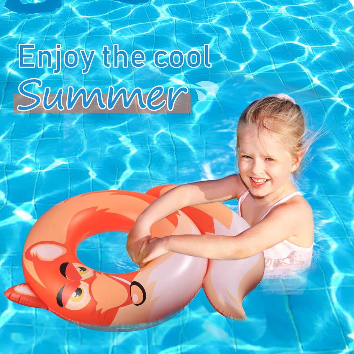 Tuolueop Pool Float Inflatable Swimming Ring for Kids Fox and Crocodile Pattern Swimming Tube Ring Perfect for Kids 3-10 Years Old Outdoor Swimming Pool Beach Fun Swimming Pool Party Toy