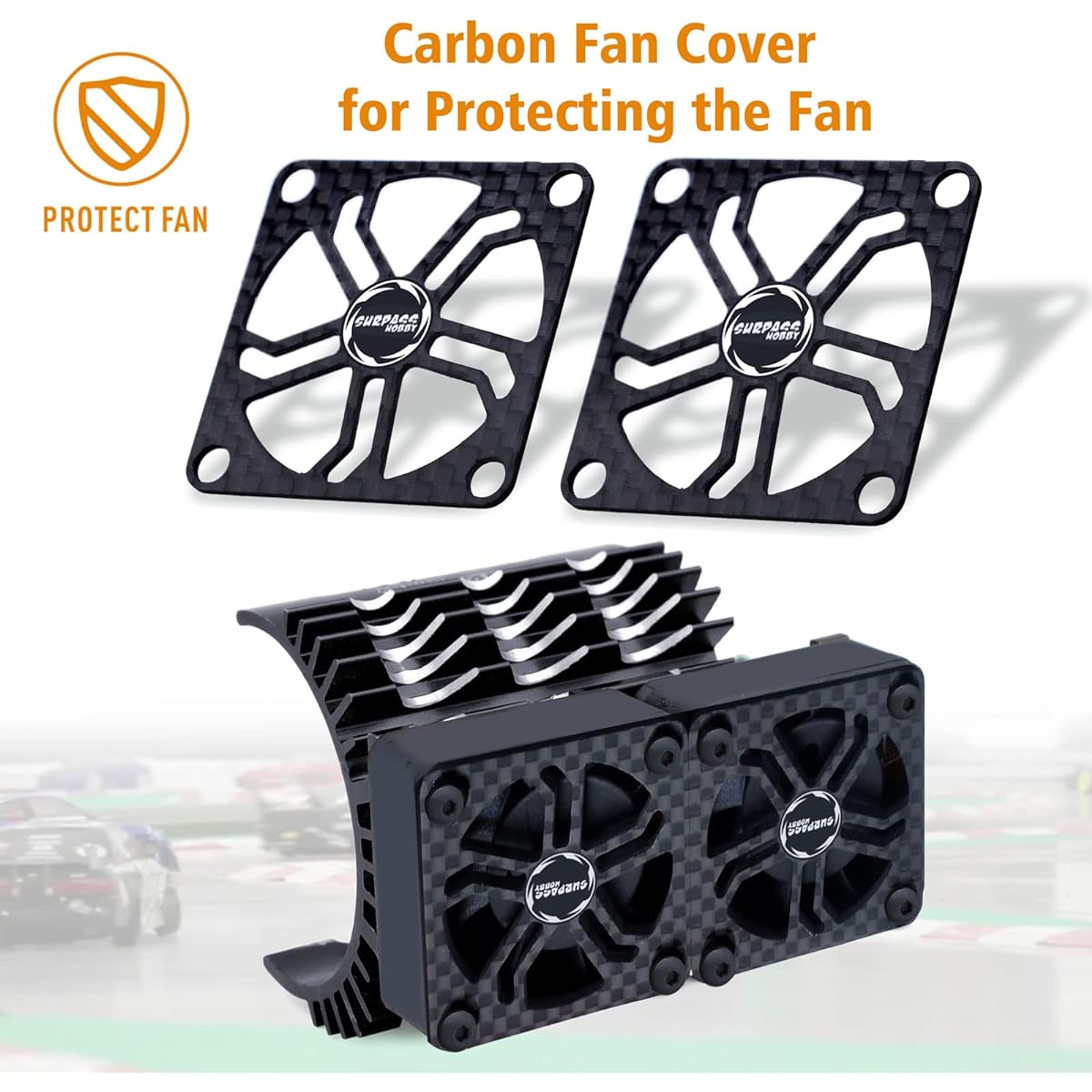 16000RPM Double RC Motor Cooling Fan RC Car Motor Heatsink with Metal Cover Brushless Motor Heatsink for 1/5 RC Car 55/56/58m Brushless Motor Black
