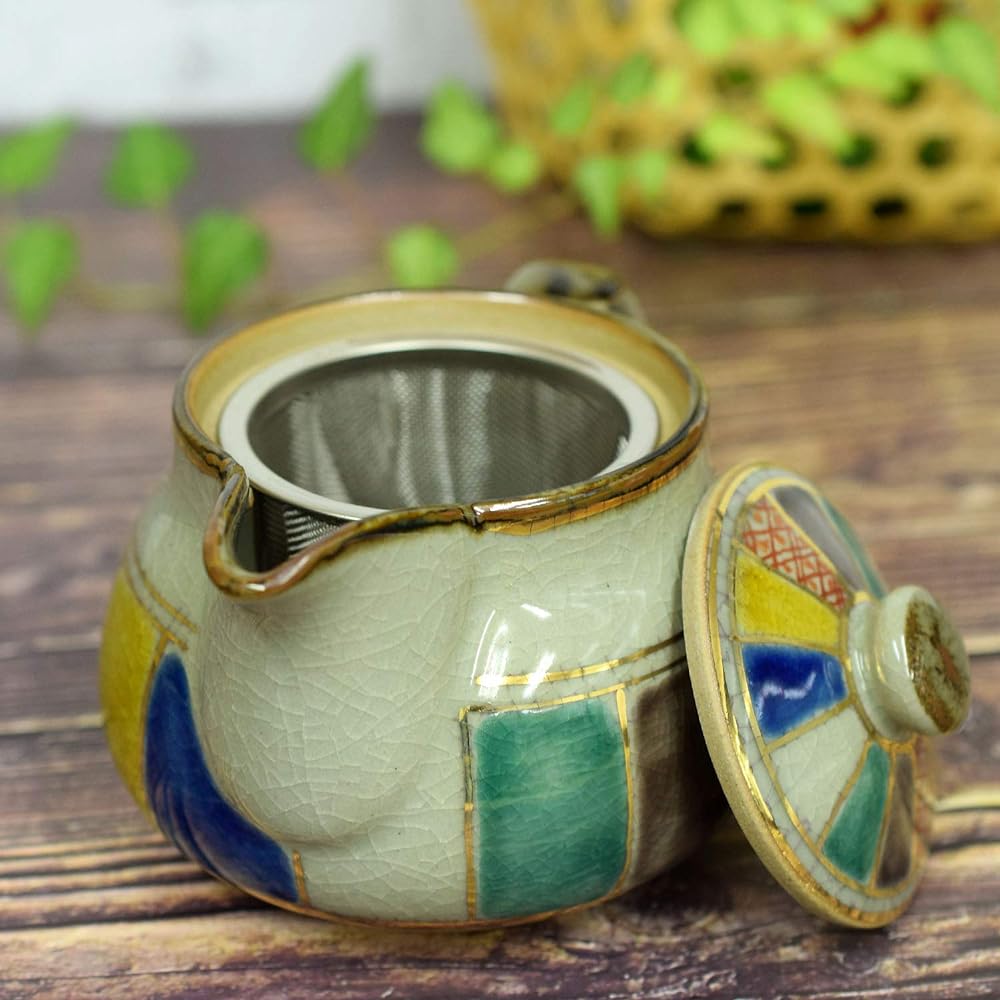 Teapot Stylish Tableware Kutani Ware Pot Paper Balloon Pottery Brand Japanese Tableware Made in Japan Comes with Tea Strainer Net