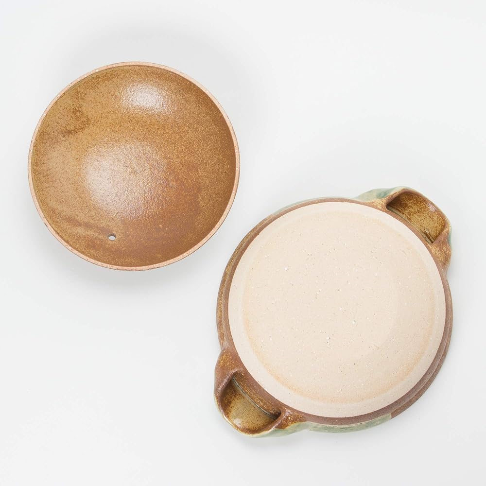 Hasenen Earthenware pot, small 20.5 cm, 750 ml, for one person, for two, for open fire only, Iga glaze, brown, Iga ware, made in Japan, NI-21