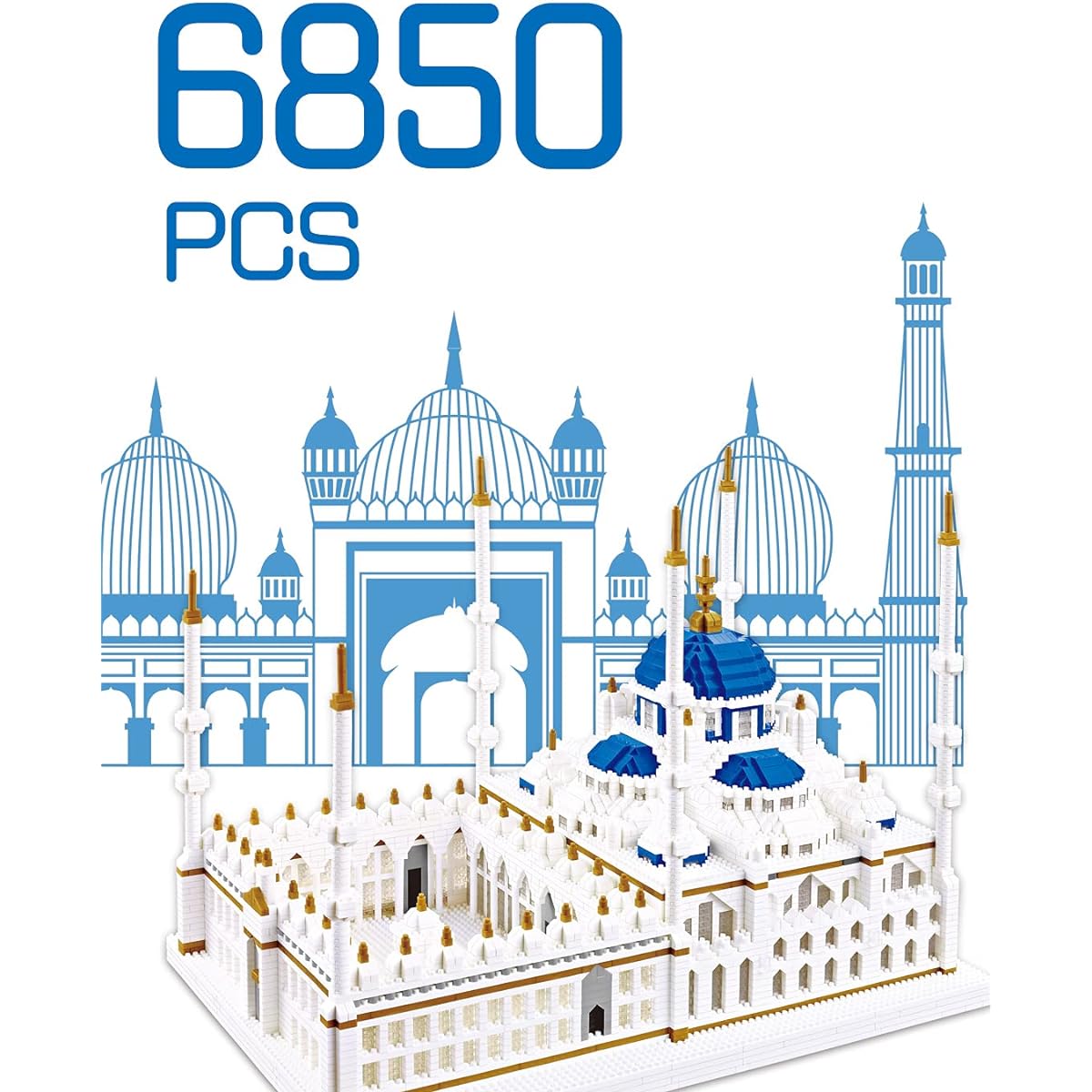 NeoLeo Big Architecture Blue Mosque Model Building Set Micro Mini Blocks for Adults and Kids (6850 Pieces)