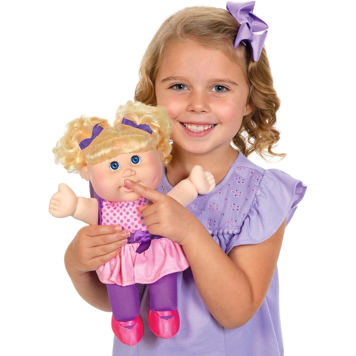 Cabbage Patch Kids Deluxe Babble 'n Sing Toddler in Pink Fashion, 10" - Squishy Hands, Doll Bubbles, Laughs, Sings! 9 Songs-Along Songs - Classic 1998 CPK Doll!