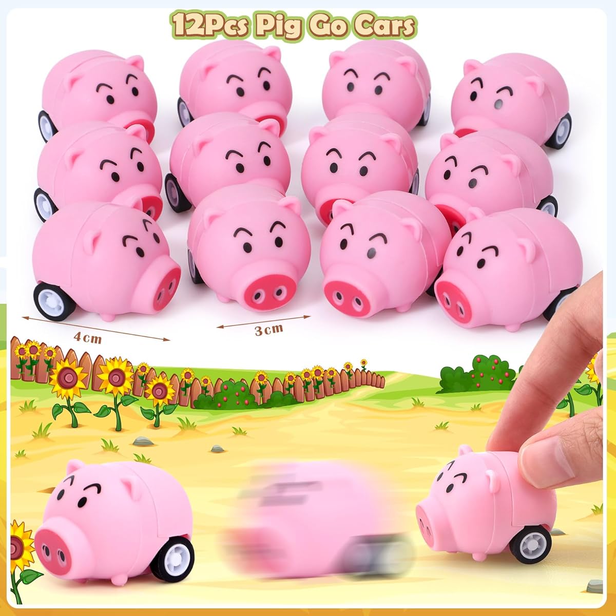 Keleno 84pcs Farm Animal Party Favors Birthday Party Supplies Stickers Slap Bracelet Key Chain Straw Stamp Pig Friction Car Goodie Bag Kids Birthday Goodie Bag Filler Farm Animal Party Decorations
