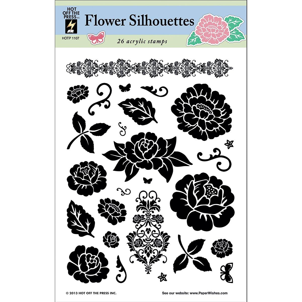 Hot Press Acrylic Stamp 6" x 8" Sheet Flower Silhouette