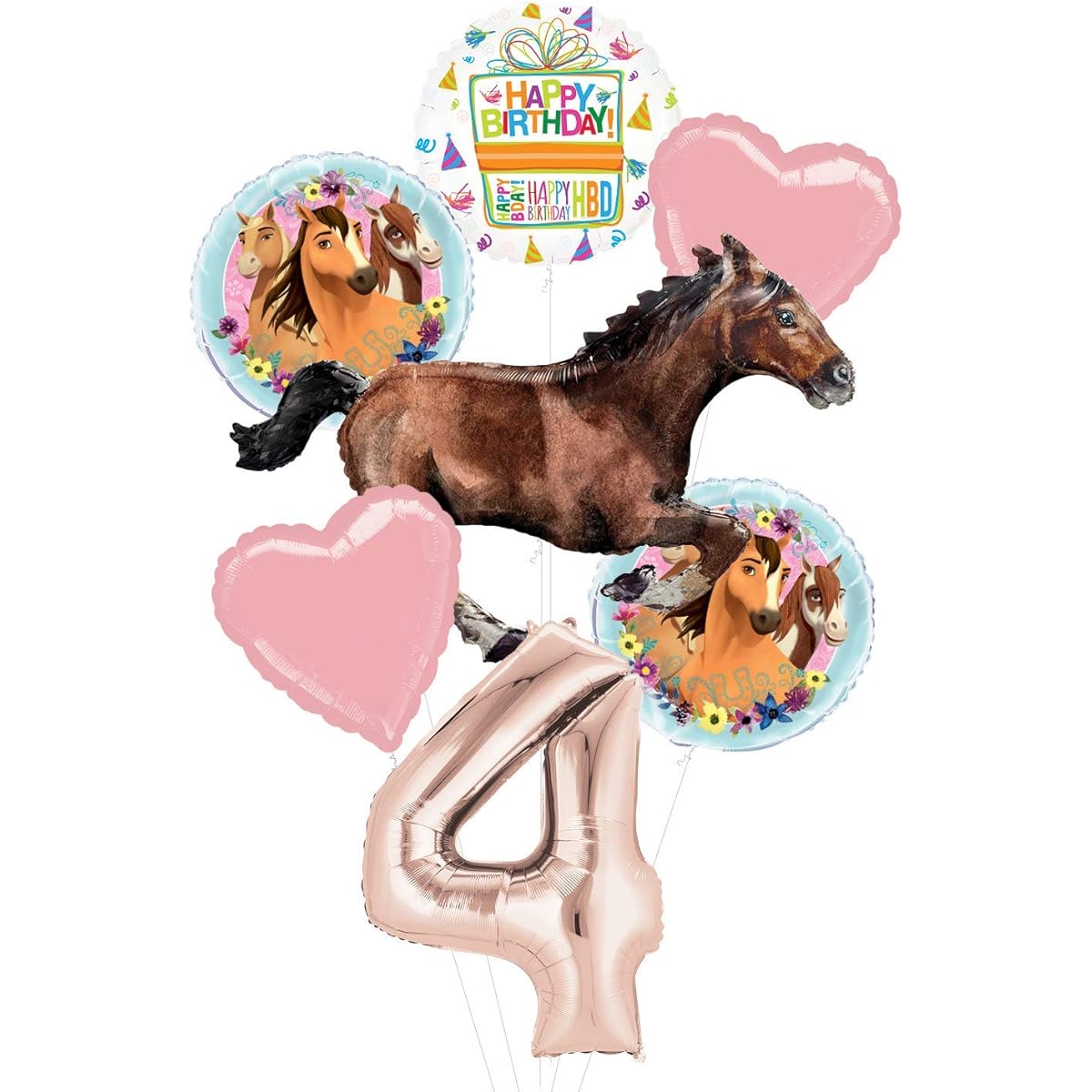 Mayflower Products Spirit Riding Party Supplies 4th Birthday Gallop Horse Balloon Bouquet Decorations