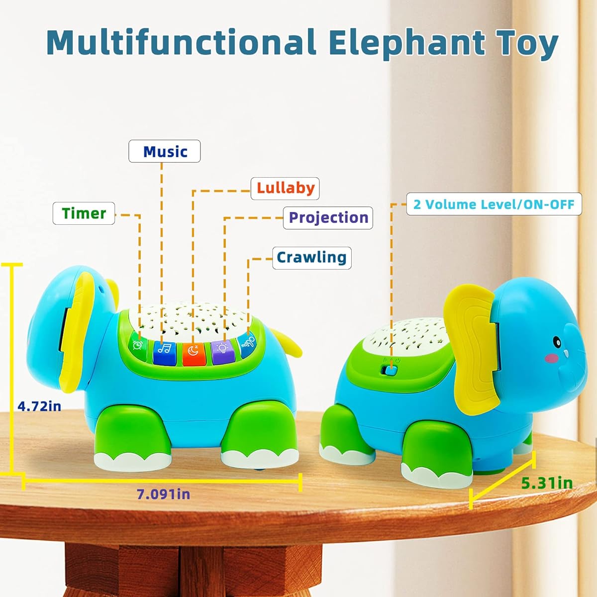 Ussybaby Infant Toys 6-12 Months Baby Crawling Toy with Lights and Sounds Avoid Obstacles Automatically for Toddler Boys Girls 7 8 9 10 11 Months 1-2 Years Baby Boys Girls Gifts (No Remote)