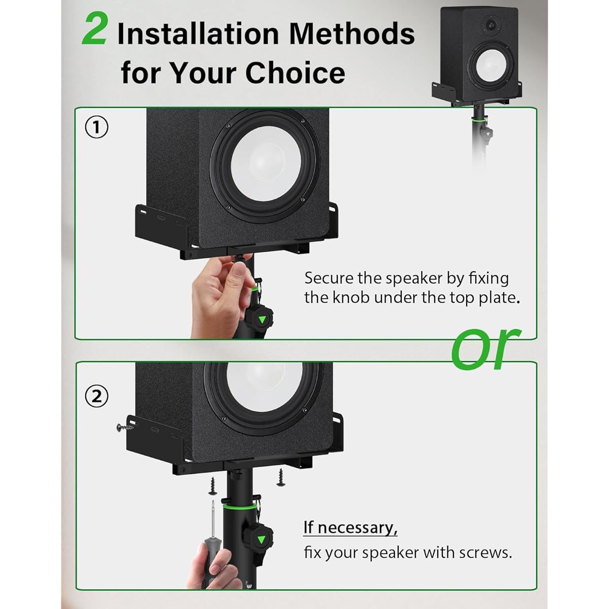 Vondynote Dual Side Clamp Studio Monitor Stand Set of 2 Short Desktop Clamp Speaker Stand Adjustable Height Extendable Top Plate Mounts with Screws