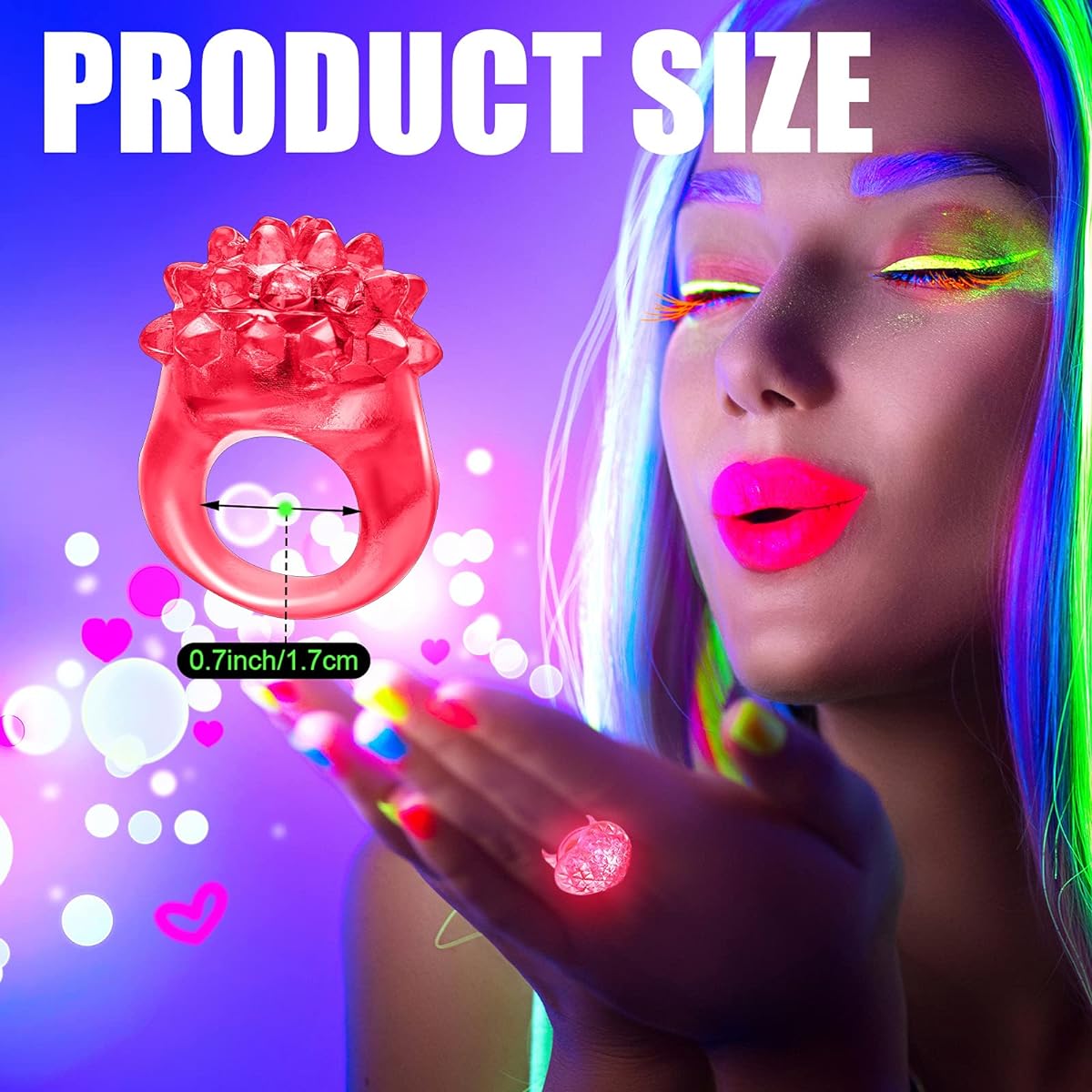 24pcs LED Light Jelly Ring Colorful Light Up Bumpy Ring Flashing Color LED Ring Jelly Rubber Ring Finger Toys for Adults Teens Glow in the Dark Party Accessories Concert Rave Supplies