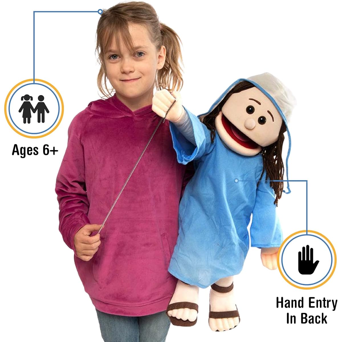 25" Virgin Mary, Full Body Bible Character Christian Ministry Puppet