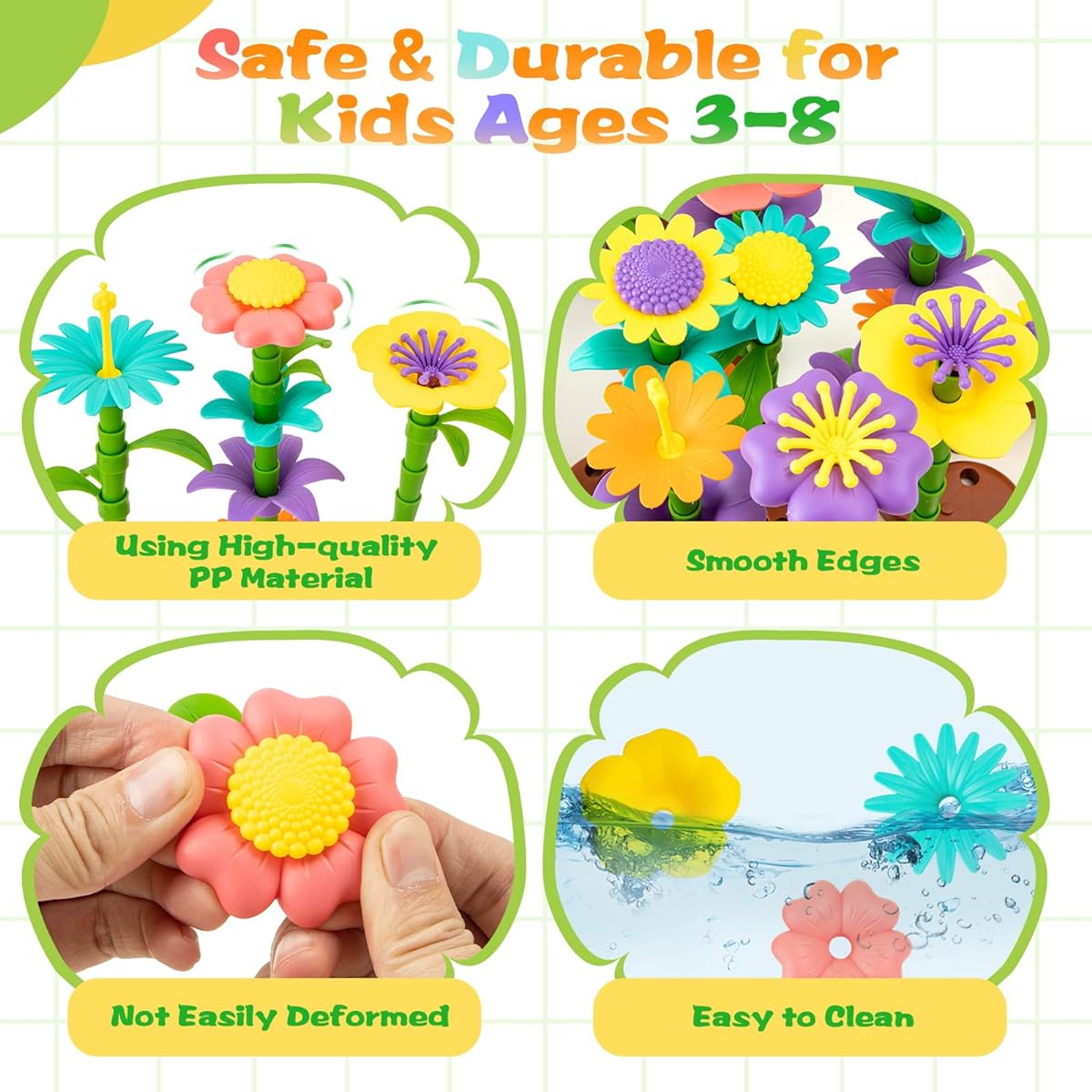 Funsland Flower Garden Building Toys - Preschool Yard Play Set for 2 3 4 5 Year Old Girls 272 Pieces