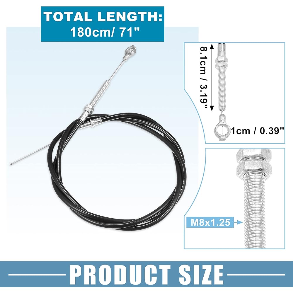 A ABSOPRO Throttle Cable with Cable Tie 71" 63" Casing Gas Throttle Cable 8252-1390 for Manco Go Kart Black (Set of 2)