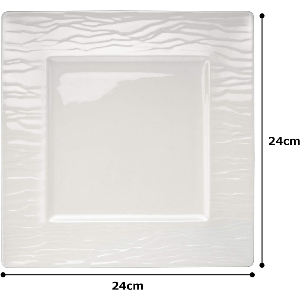 NARUMI Plate Stone Relief White 24cm Square Rim 51095-5726