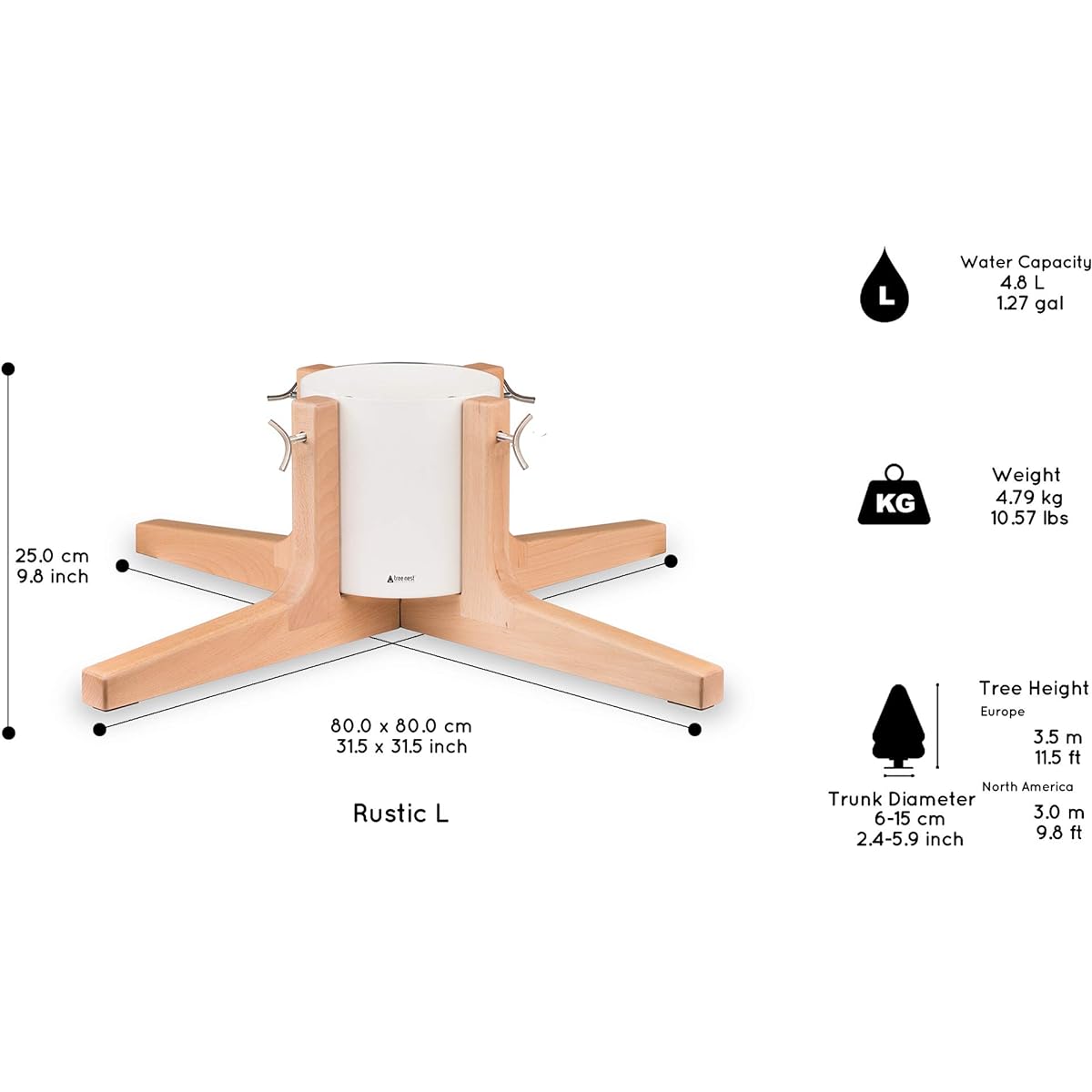 Tree Nest Rustic Christmas Tree Stand Village Countryside Nature Style (White Large) (White)