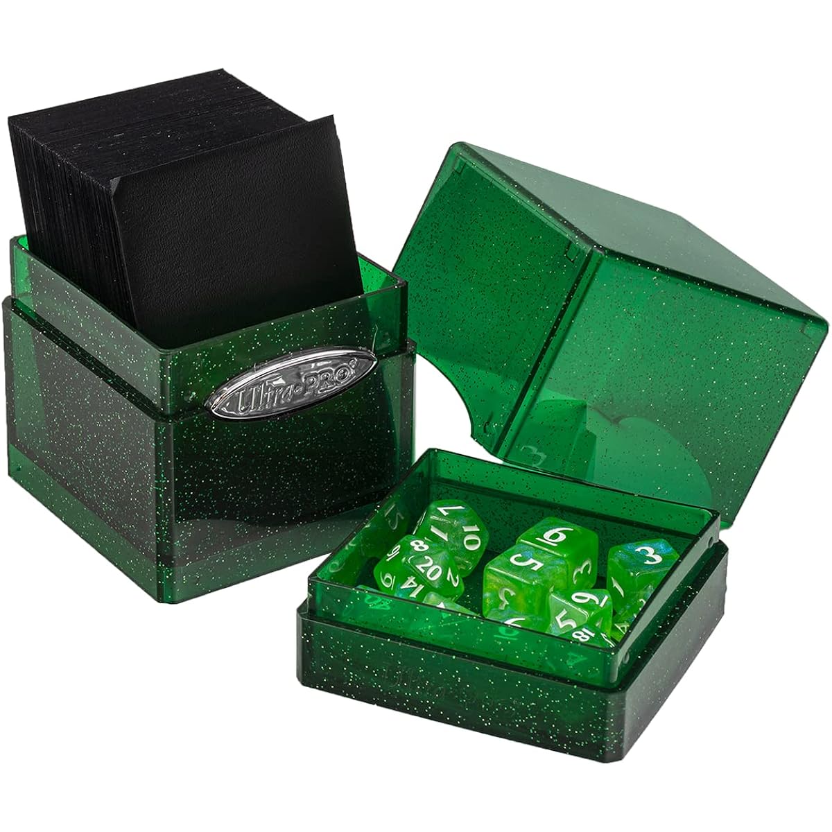 Satin Tower Deck Box - Glitter Green