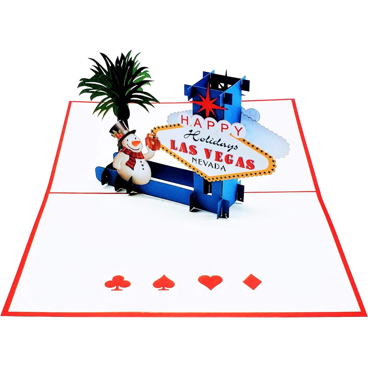 iGifts and Cards Las Vegas Christmas 3D Pop Up Greeting Card - Happy Holidays, Feliz Navidad, Snowman, Festive, Unique, Vacation, Unusual, Joy