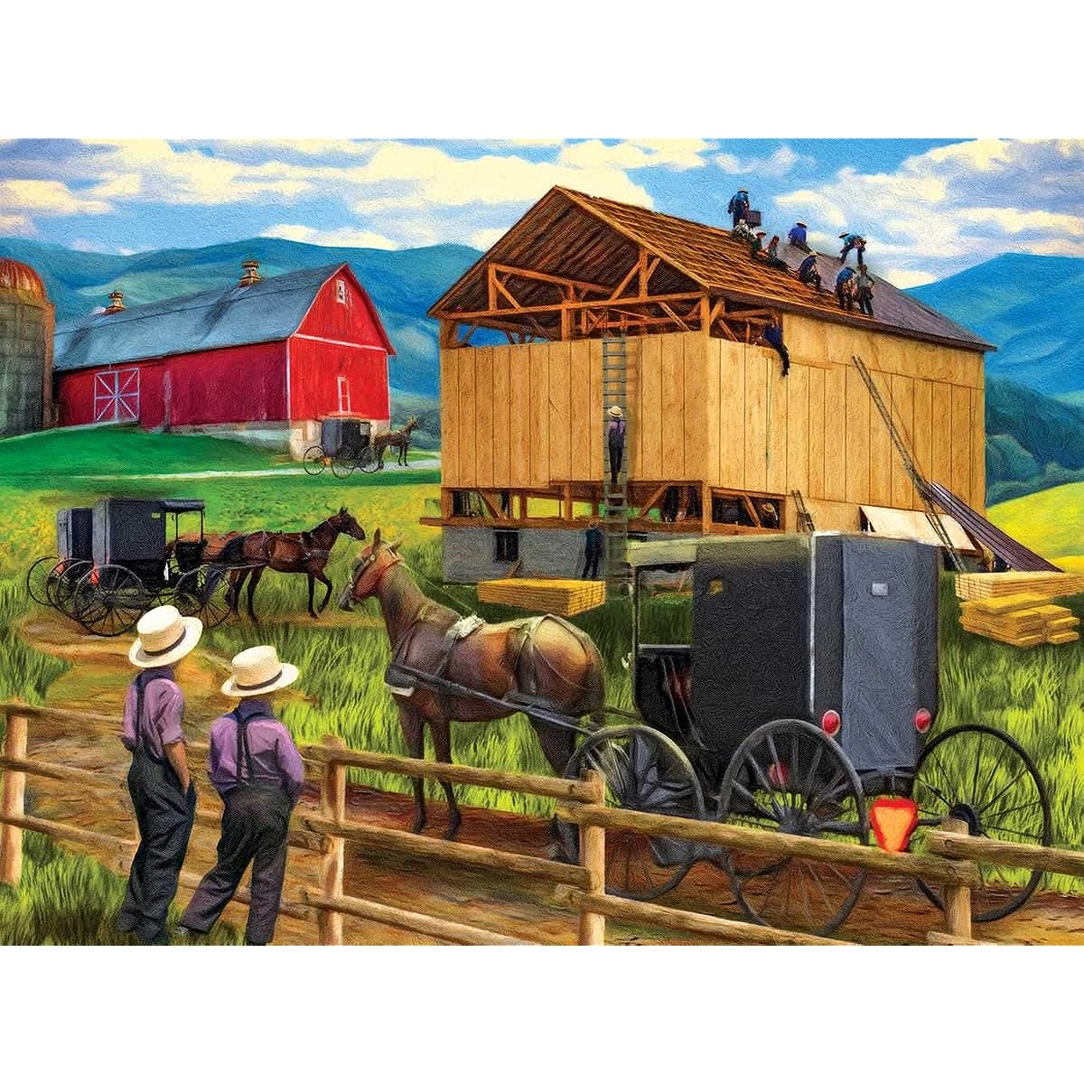 SUNSOUT INC Raising The Barn 500 Piece Jigsaw Puzzle