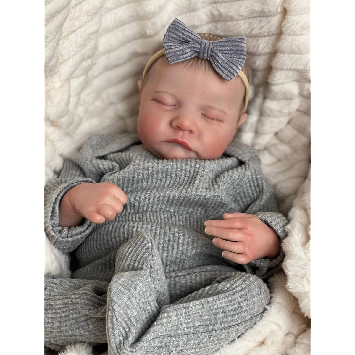FOCKOF Reborn Baby Doll Girl Lifelike Reborn Baby Doll 17 Inch Realistic Newborn Baby Doll Vinyl Full Body Realistic Baby Doll Real Baby Doll Gift for Kids Ages 3+