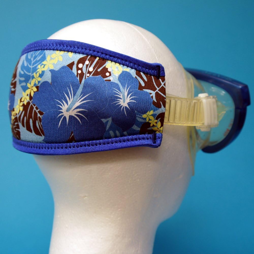 SeaCanary Snorkeling Diving Mask Strap Cover Hawaiian Hibiscus Blue