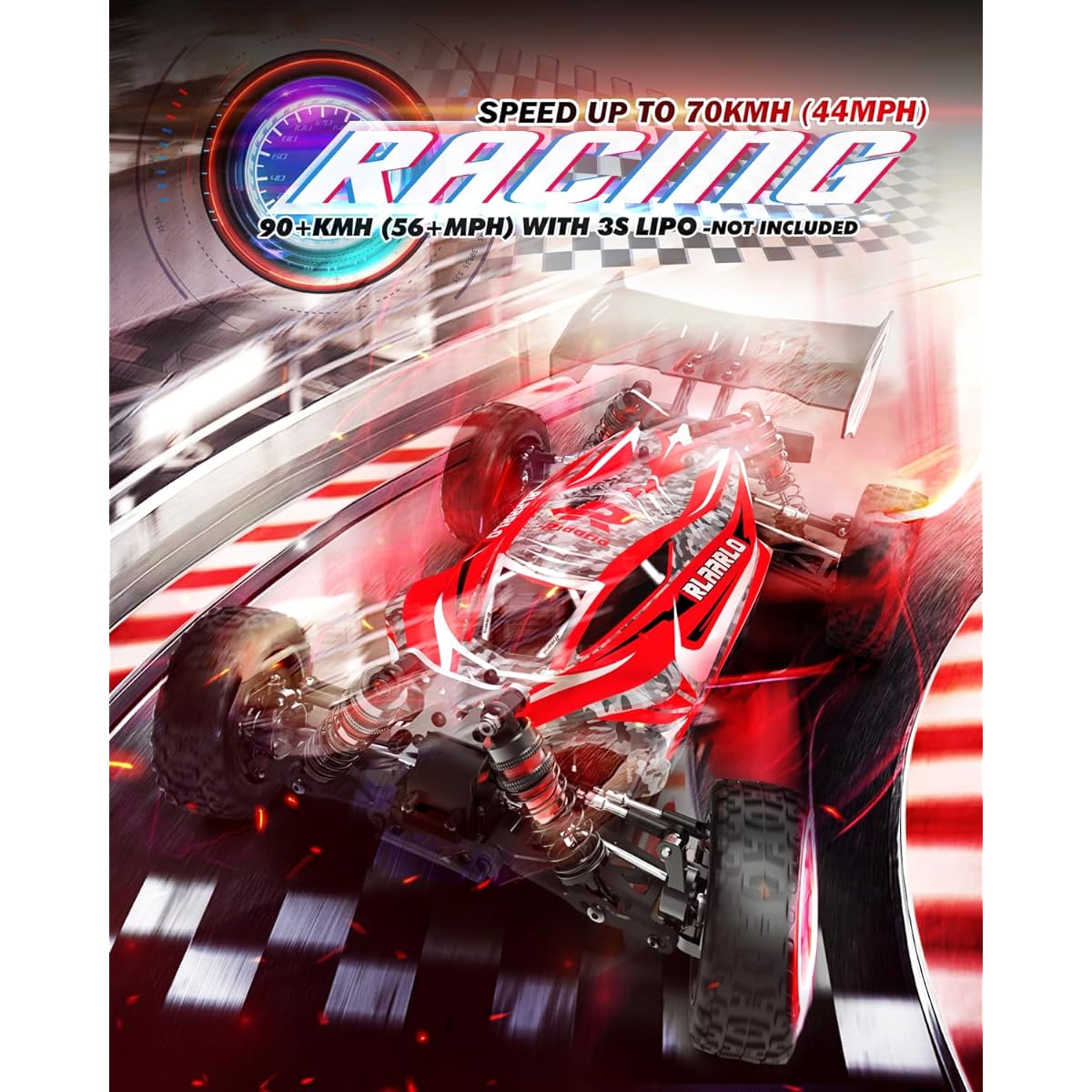 CROBOLL 1:14 Brushless High Speed RC Car for Adults with Independent ESC, Top Speed 90+KPH 4X4 Hobby Off-Road RC Truck Oil Filled Shocks Remote Control Monster Truck for Boys Red