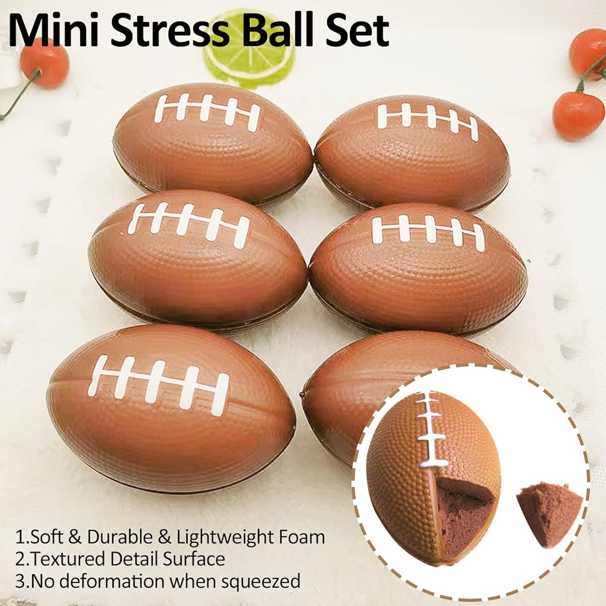 Oleitodh 96 Pack Mini Football Sports Stress Balls 2.16 x 1.38 inches