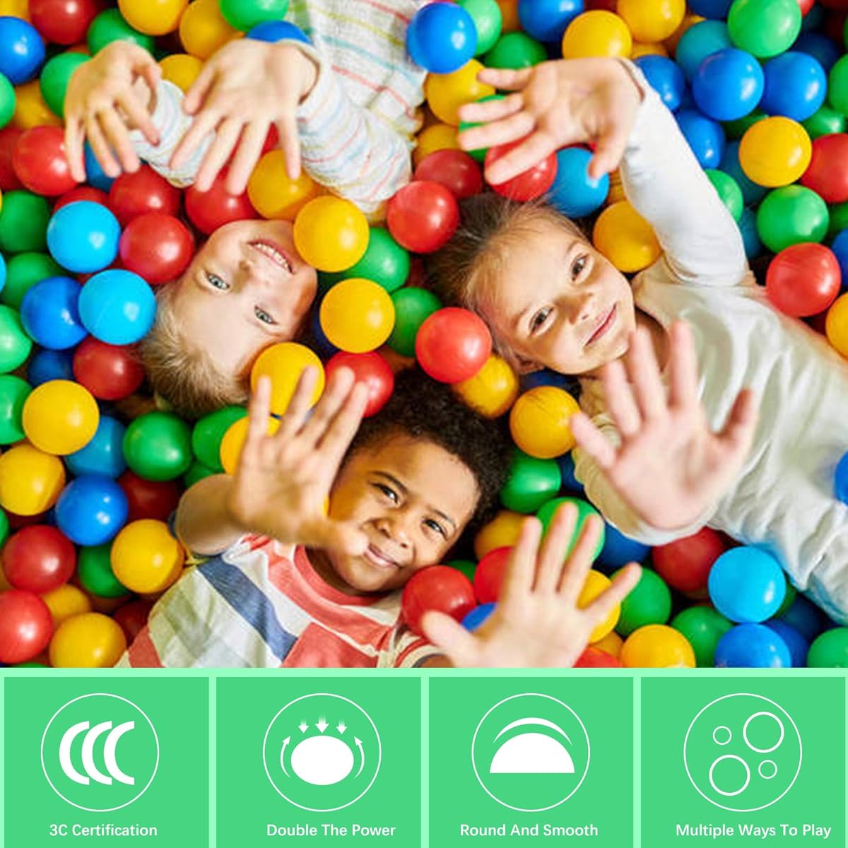 WINTECY Ball Pit Balls, 50 Pack, 2.2"/5.5cm BPA Free Plastic Balls, Crush-Free Ocean Balls, Phthalate Free Toys for Boys Girls Toddlers Indoor Outdoor