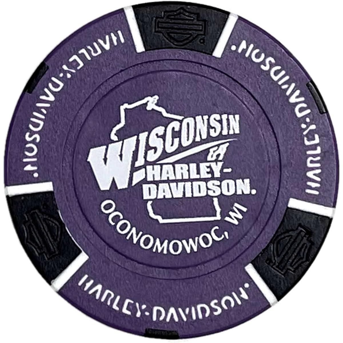 Harley Davidson Custom Wisconsin Harley Poker Chip Collectible - Purple/Black