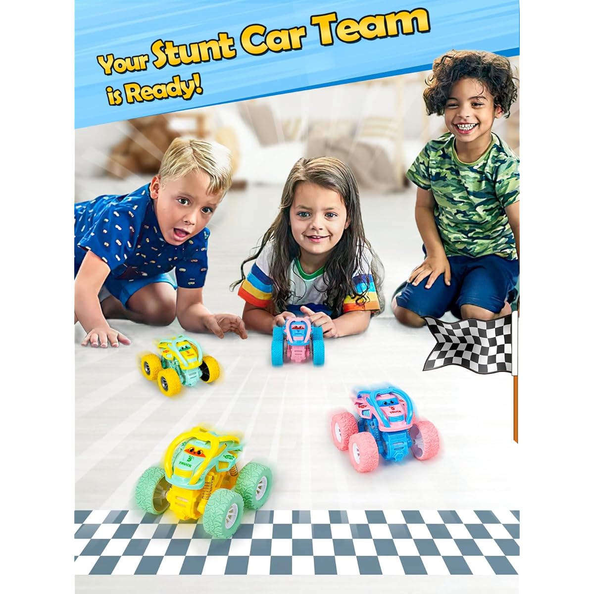 LODBY Pull Back Toy Cars for Toddlers 4 Pack Small Car Toys for 3 Year Old Girls Boys Gifts Boys Girls Toys Ages 3 4 5+ Push & Go Toy Cars