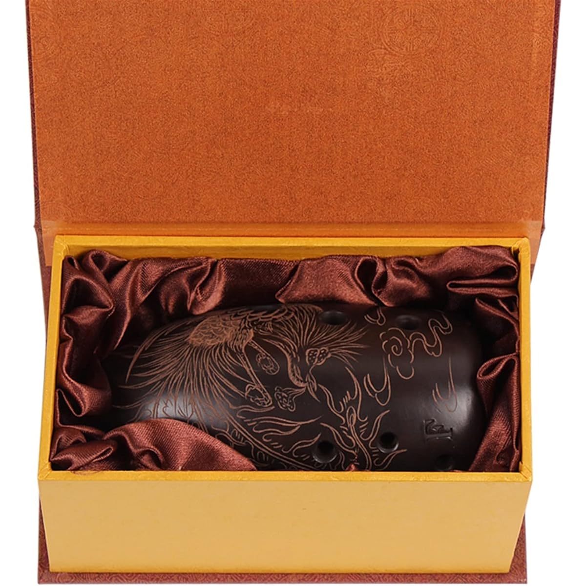 Double Cavity 9 Holes Pottery Xun Black Pottery Smoked and Burned Professional Playing Pottery Xun Wind Instrument Ocarina Musical Instrument
