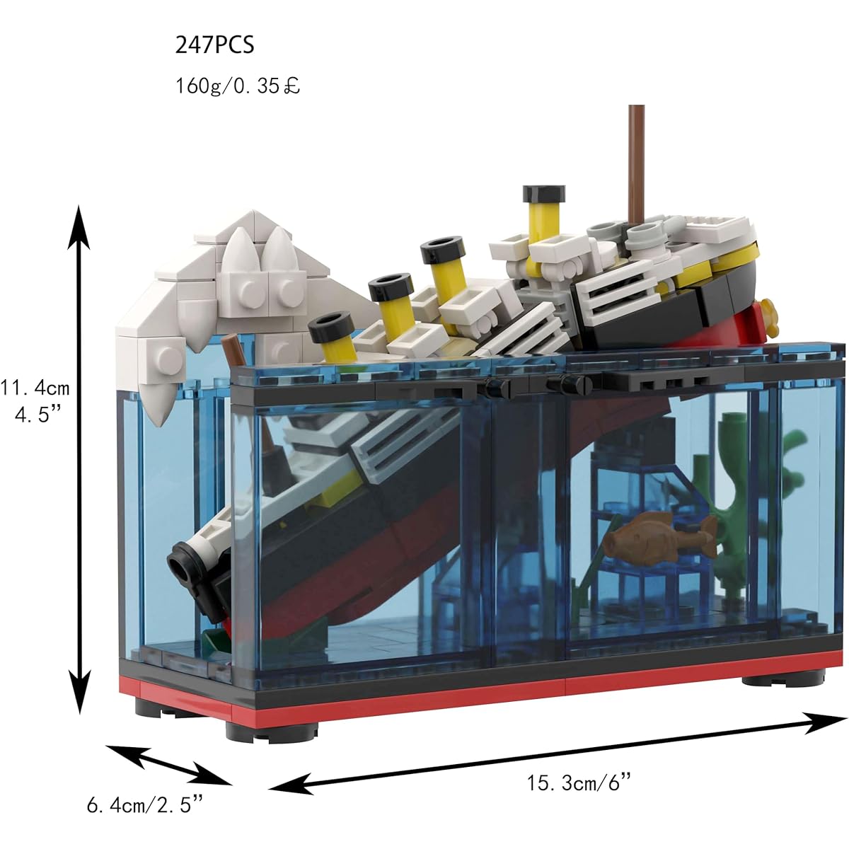 BeeEtMoc 247pcs MOC RMS Cruise Ship Sinking Titanic Half Toy Building Blocks with Case Building Blocks Ship Boat Kit Model Building Set (M1722)