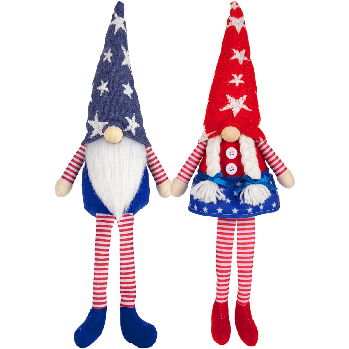 4th of July Gnome Decor Patriotic Gnome American Independence Day Stuffed Gnomes Ms. & Mr. Handmade Scandinavian Elf Dwarf Home Decoration Memorial Day Veterans Day President's Day