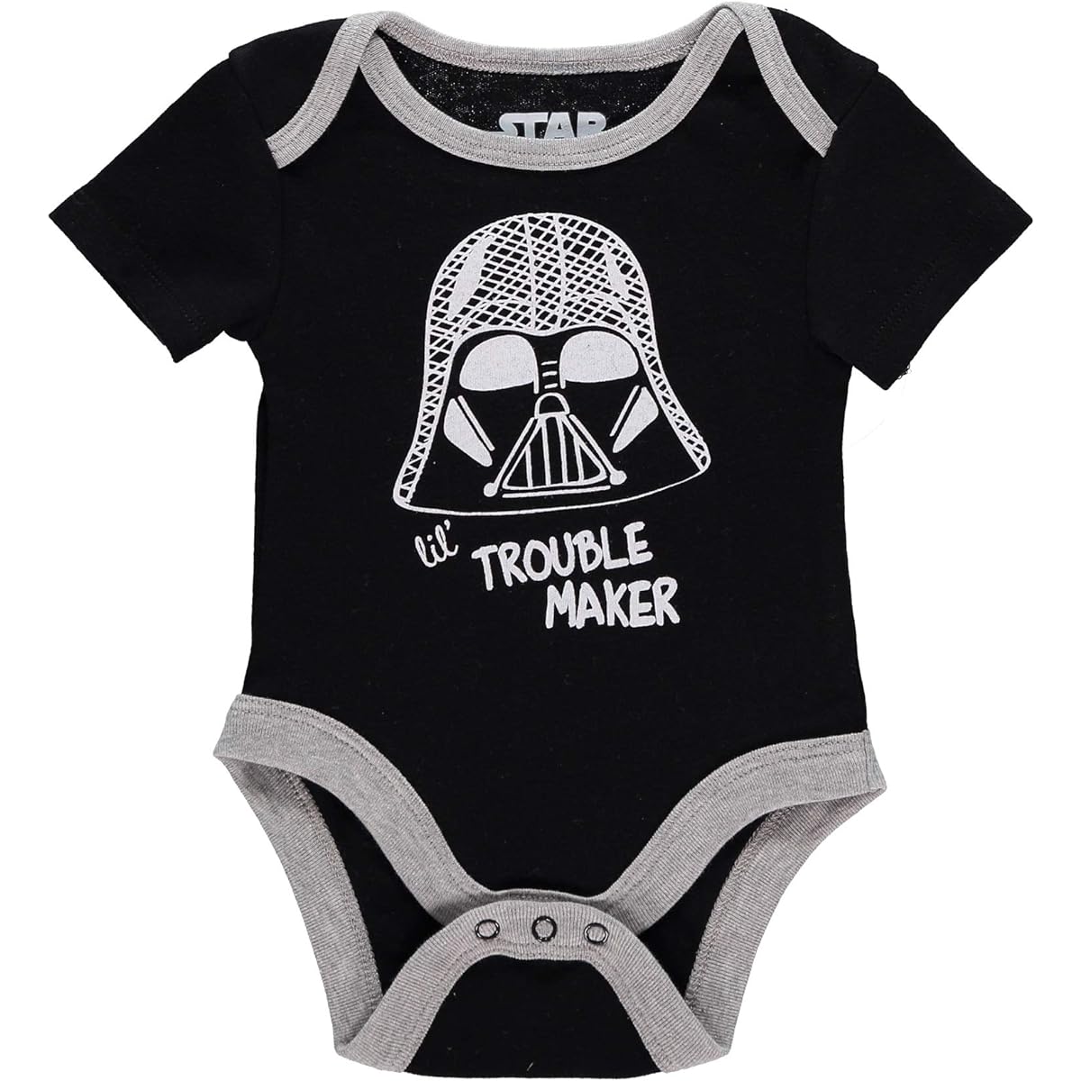 Disney Boys' Star Wars Infant Short Sleeve Onesie Bodysuits Baby Costumes Multi Pack, 3PK White/Black/Grey, 3-6 Months