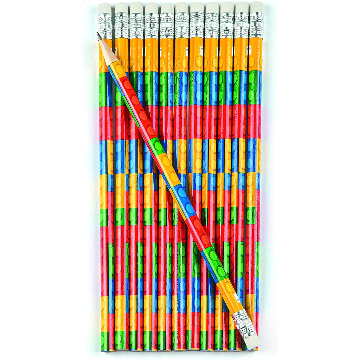 Fun Express Colored Block Brick Party Favors Pencils, Pack of 24, 14211378