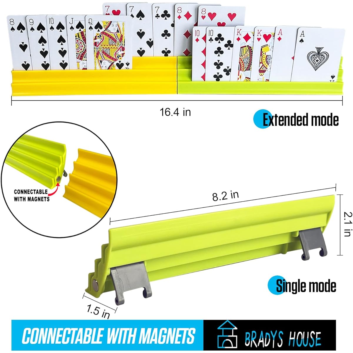 BRADYS HOUSE - Expandable Playing Card Holder for Kids/Seniors, Card Game Card Holder - Pack of 4