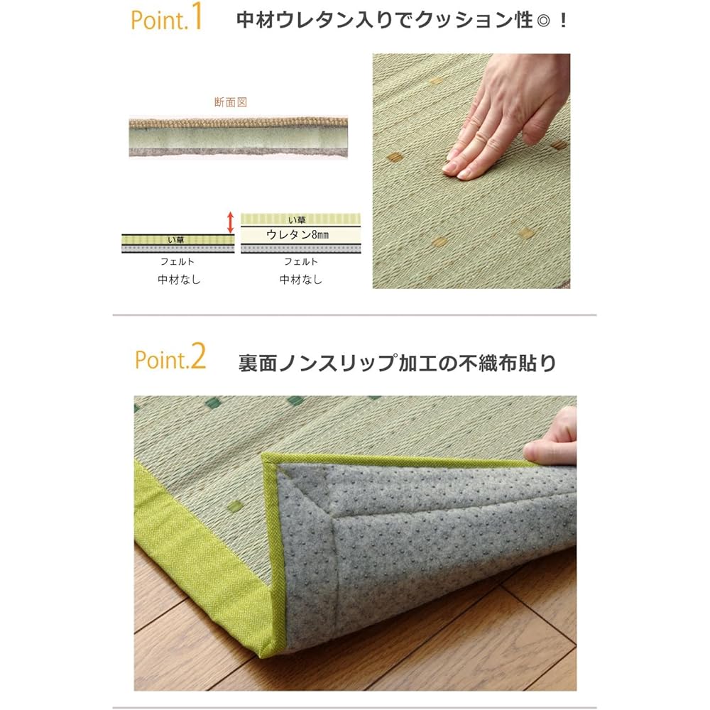 Igusa Rug Rug Carpet 2 tatami mats Simple Dot "NFX Milky" Brown Approx. 190 x 190 cm (Back side: Non-slip processing)