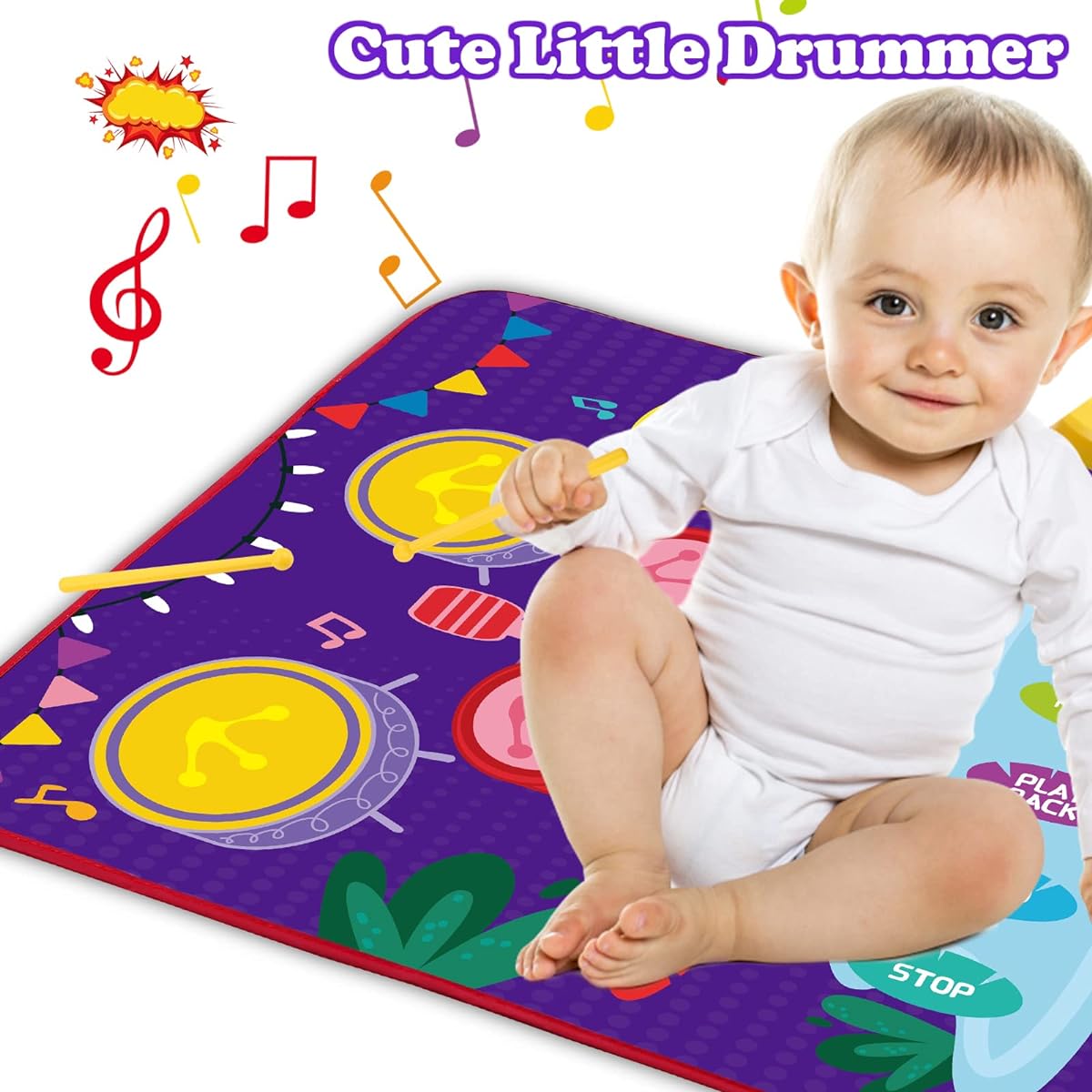 Cyiecw Baby Toys 12-18 Months 2 in 1 Piano Mat & Drum Mat Learning Toys Baby Toys for 1 Year Old Toddlers Sensory Toys for Toddlers Gifts for 1 Year Old Boy/Girl/Twins/Birthday Gift/Easter Gift
