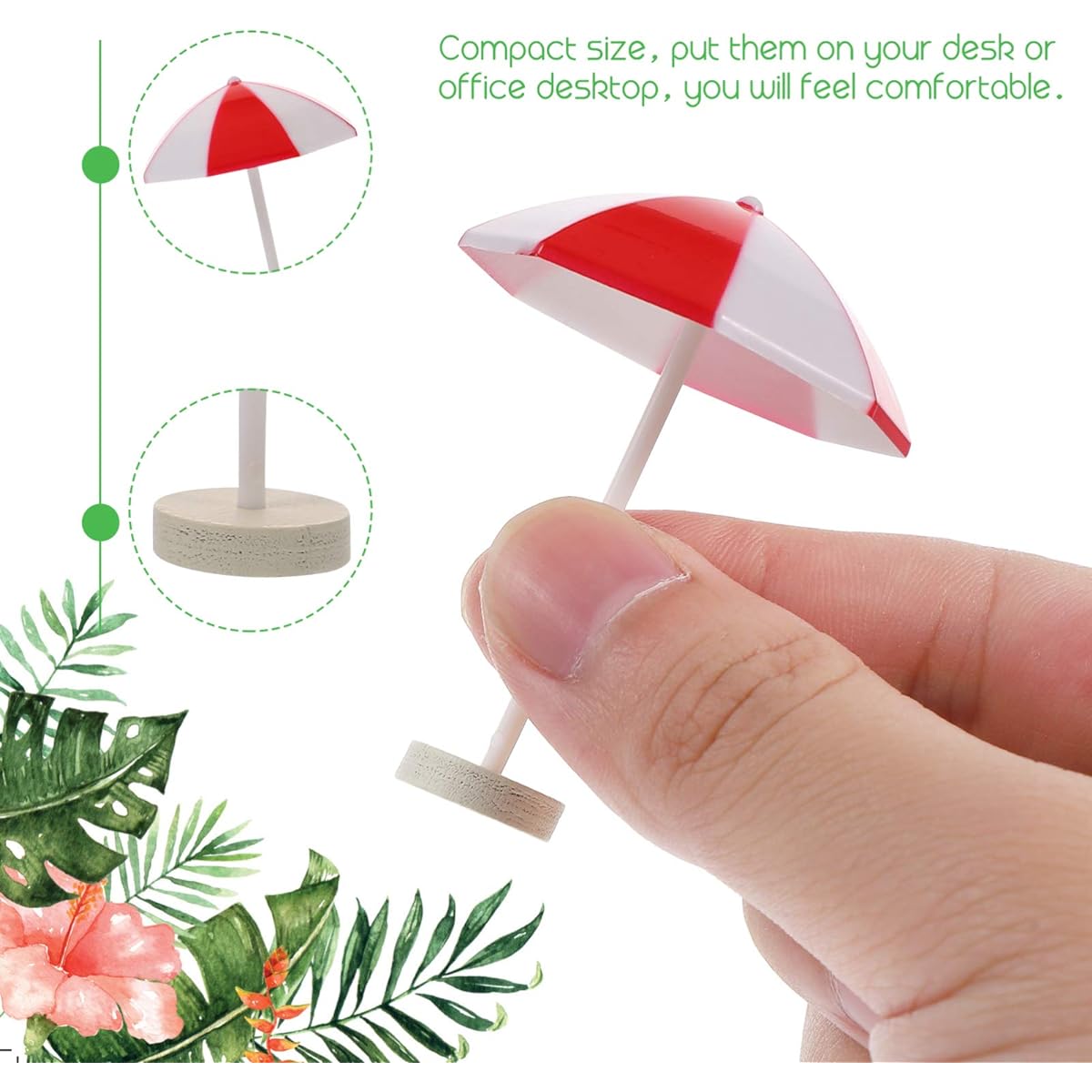 VALICLUD 5pcs Miniature Parasols Mini Beach Toys Landscape Bonsai Dollhouse Garden DIY Decoration Pool Theme Party Favors Kids Birthday Gift