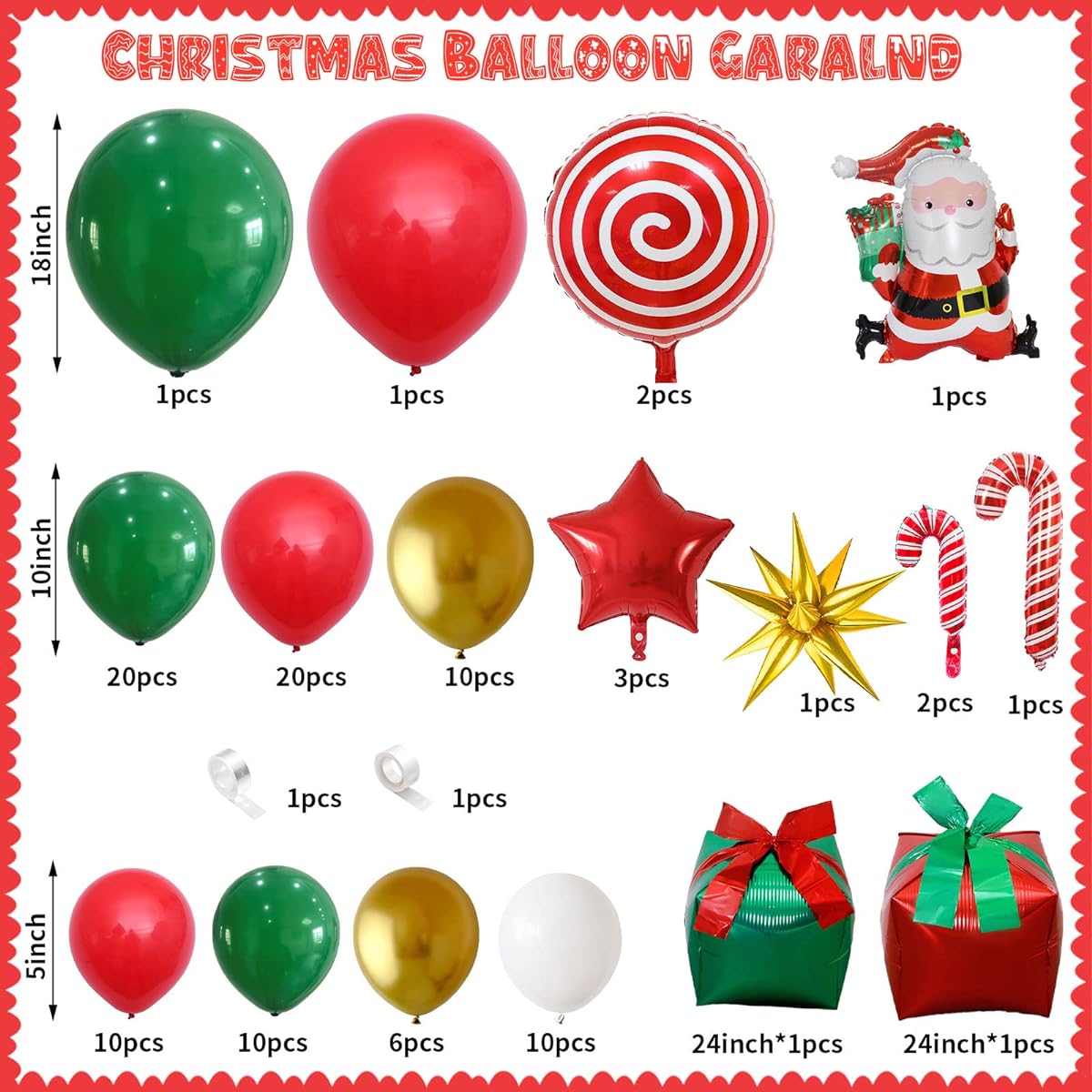 106pcs Christmas balloon garland arch kit