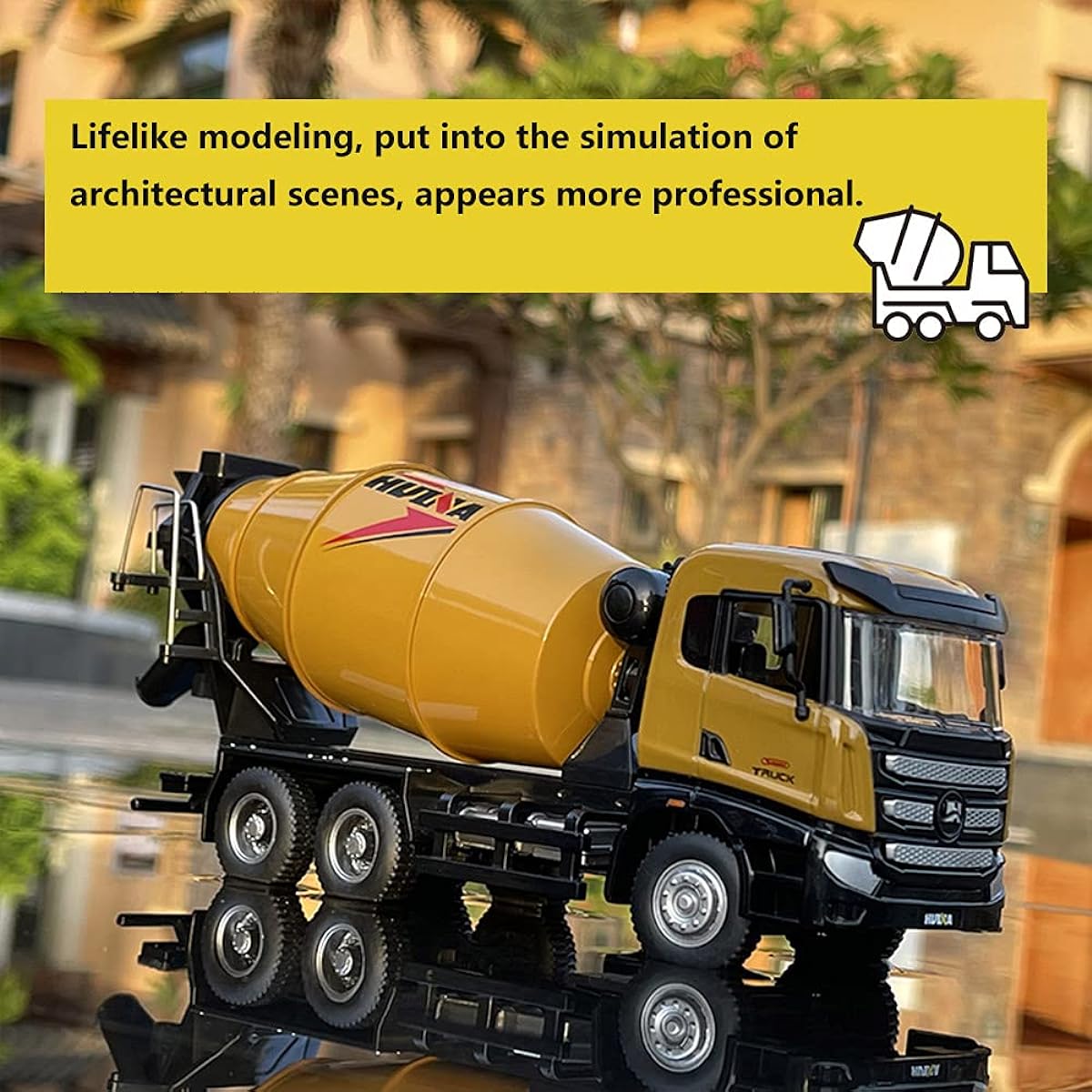 Ailejia Cement Mixer Toy Truck 1/50 Scale Metal Diecast Big Construction Engineering Vehicle Model Collection Diecast Alloy Truck Decoration Toy Gift (Cement Mixer Truck)