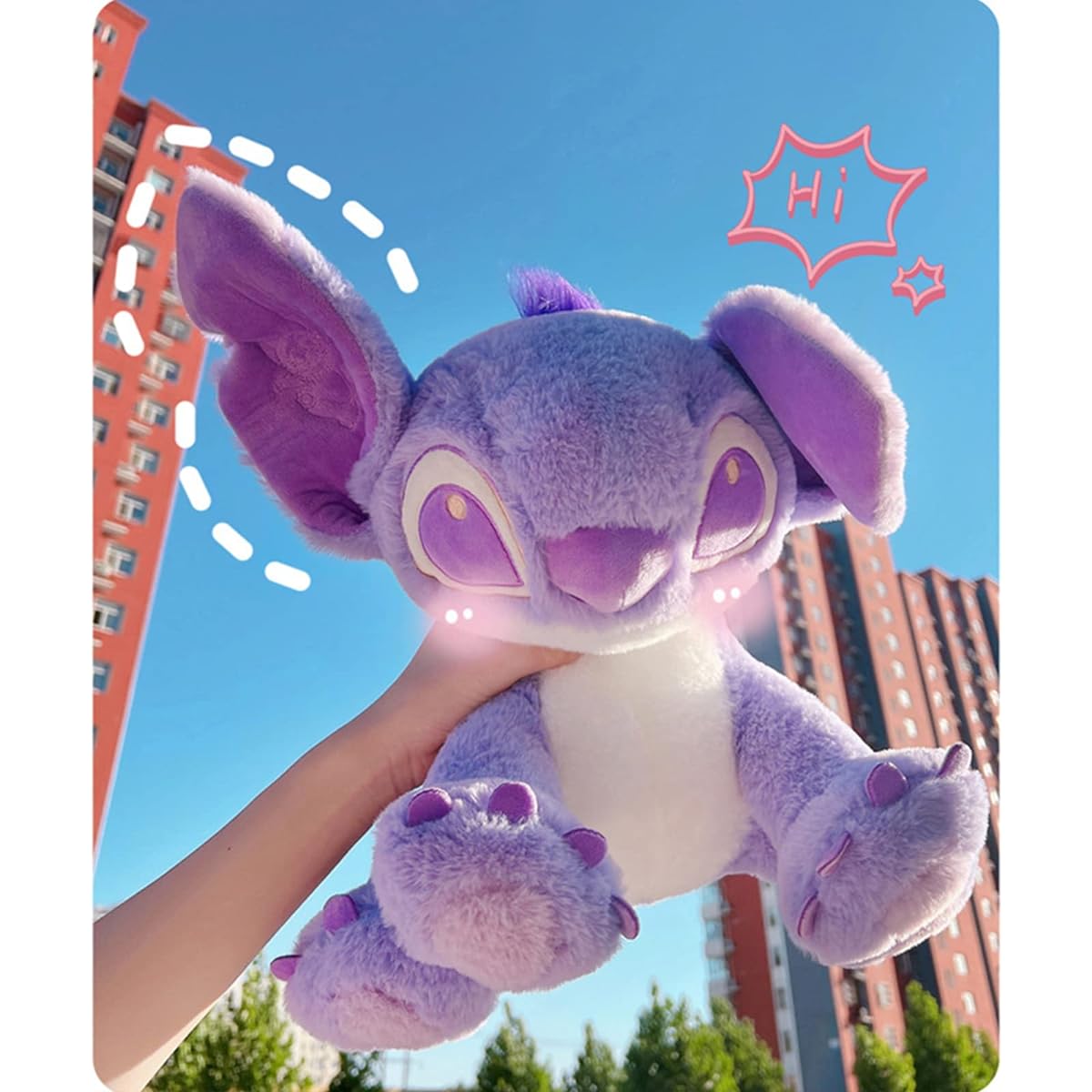 OSOCU® 10" / 14" / 20" Jumbo Purple Stltch Plush Toy - Violet Little Monster Plush - 100% Polyester Anime Plush Pillow - Embroidery Stitching - Skin Friendly and Soft for Collection