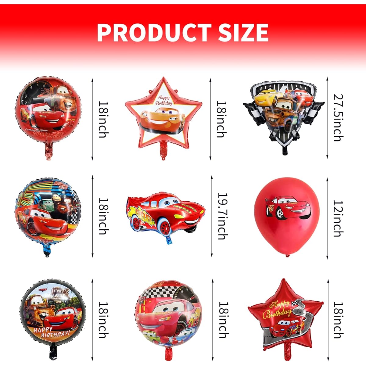Car Birthday Party Supplies Car Lightning McQueen Foil Balloons for Kids Birthday Baby Shower Car Theme Party Decorations 28 Pieces