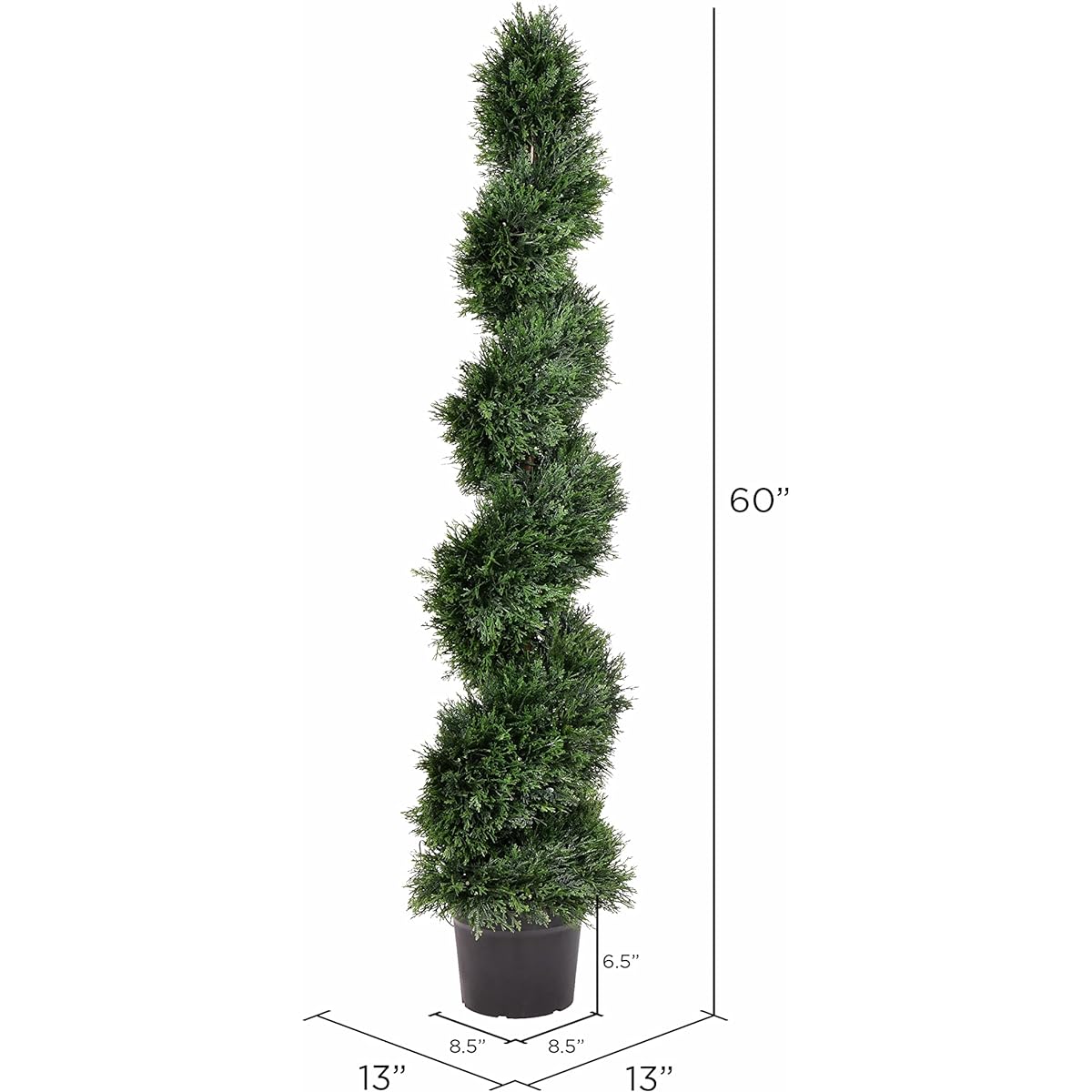 Vickerman Artificial Cedar Topiary Spiral Tree 5' Tall - Potted Natural Green Cedar - UV Resistant Indoor Outdoor Home Patio Front Door Faux Decor