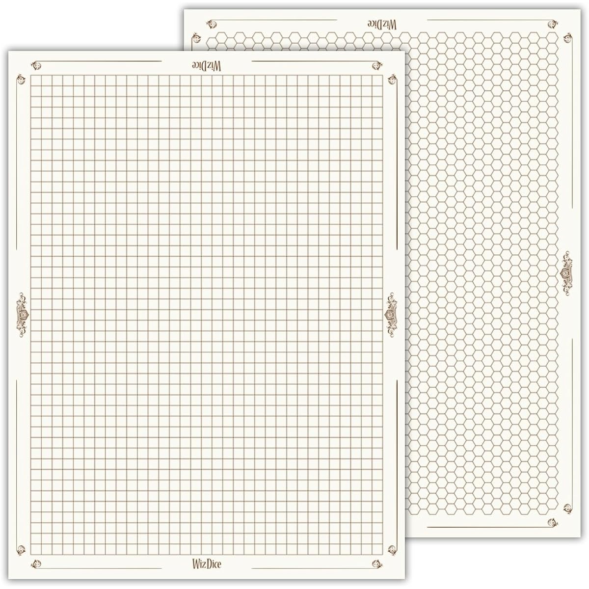 48" x 36" Role Playing Reversible Vinyl Gaming Mat: Grand Campaigner with 1" Squares and Hexes by Wiz Dice