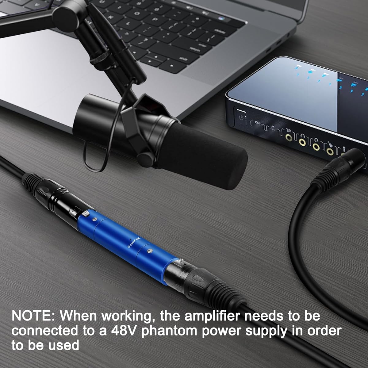 XMSJSIY Microphone Booster Preamplifier Ultra Clean Gain for Dynamic Active Inline Microphones Up to +28dB Gain Professional XLR Amplifier for Broadcast Studio Recording