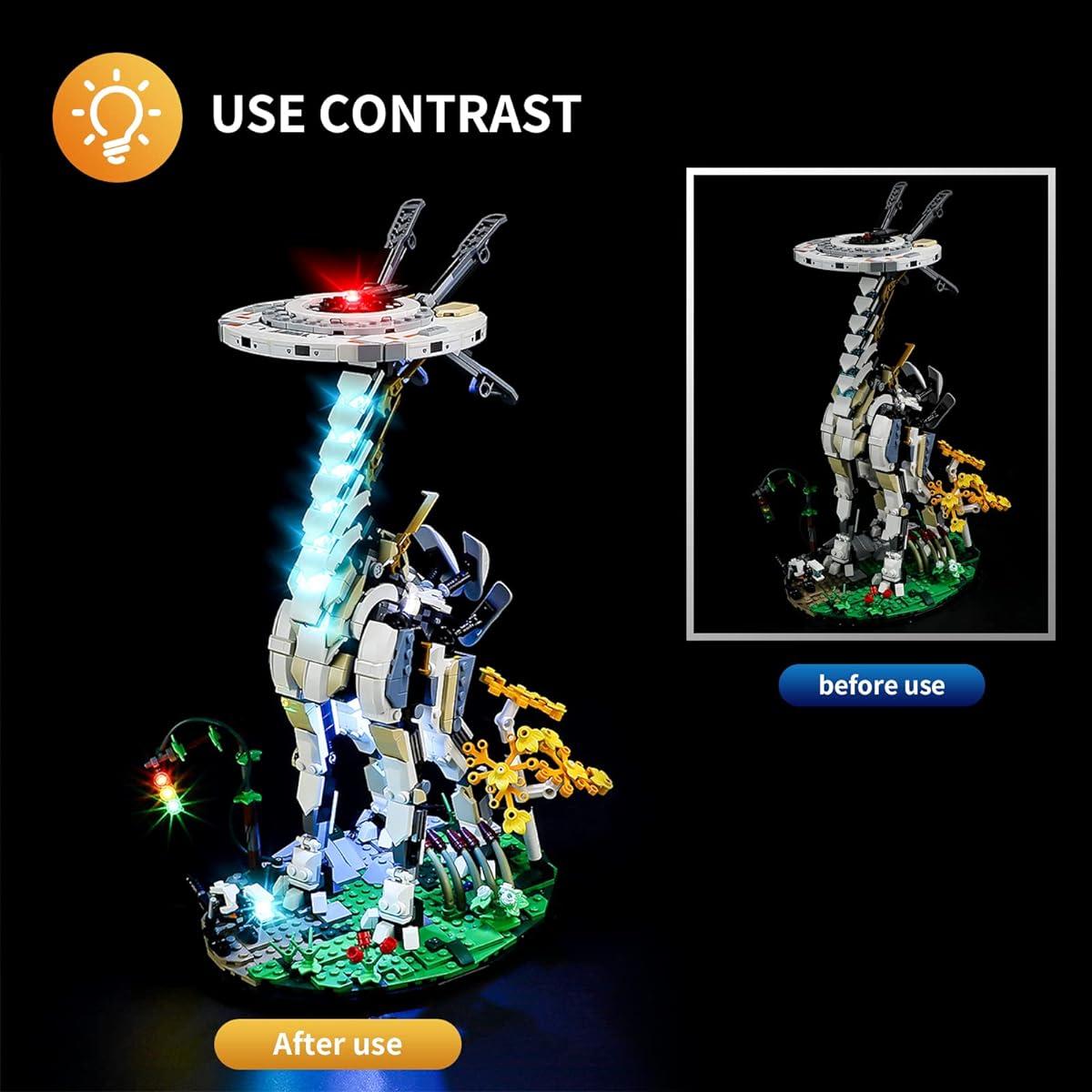 Vaodest LED Light for Lego Horizons for Bind West: Tall Neck 76989 Building Blocks Model Design and Construction Compatible with Model 76989 (LED light only, not the building blocks kit)